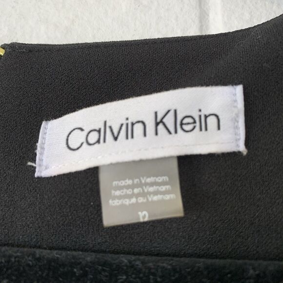 Calvin Klein Womens 12 Dress Black 3/4 Sleeve  Flare Evening Cocktail NEW - Picture 5 of 6